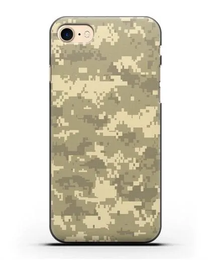 Чехол с армейским рисунком камуфляж песчаный пиксель силиконовый для iPhone 8