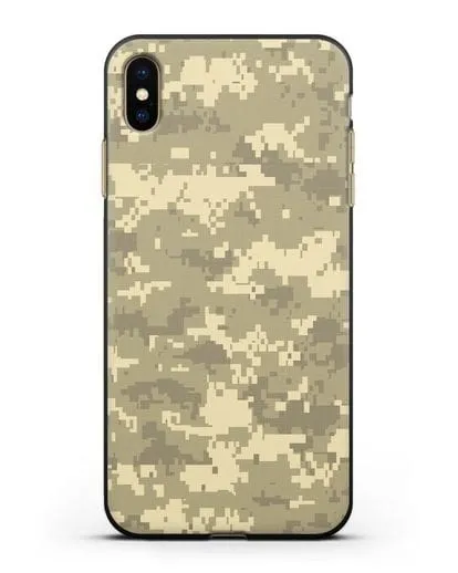 Чехол с армейским рисунком камуфляж песчаный пиксель силиконовый для iPhone XS Max