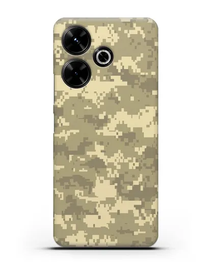 Чехол с армейским рисунком камуфляж песчаный пиксель силиконовый для Xiaomi Poco M6