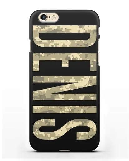 Чехол с именем, фамилией камуфляж песчаный пиксель силиконовый для iPhone 6
