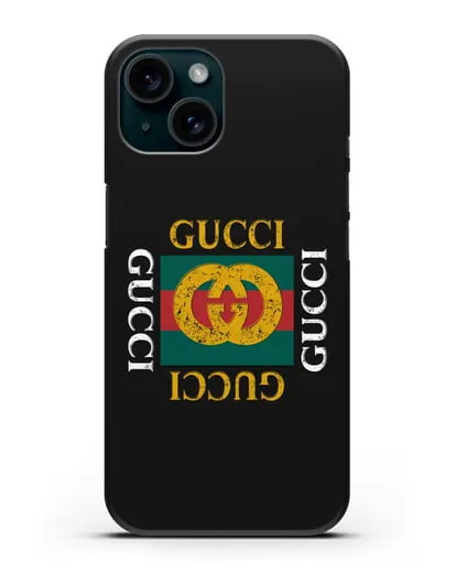Чехол с логотипом Гуччи силиконовый для iPhone 15