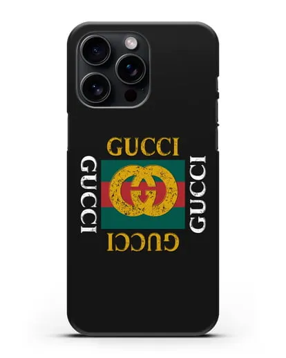 Чехол с логотипом Гуччи силиконовый для iPhone 15 Pro Max