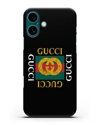 Чехол с логотипом Гуччи силиконовый для iPhone 16 Plus