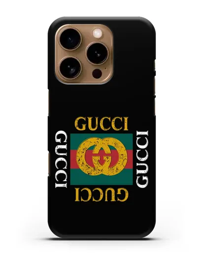 Чехол с логотипом Гуччи силиконовый для iPhone 16 Pro