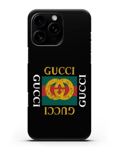 Чехол с логотипом Гуччи силиконовый для iPhone 16 Pro Max