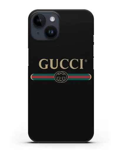 Чехол с эмблемой Gucci силиконовый для iPhone 14