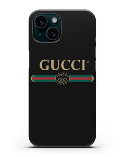 Чехол с эмблемой Gucci силиконовый для iPhone 15