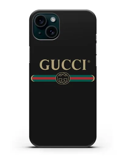 Чехол с эмблемой Gucci силиконовый для iPhone 15 Plus