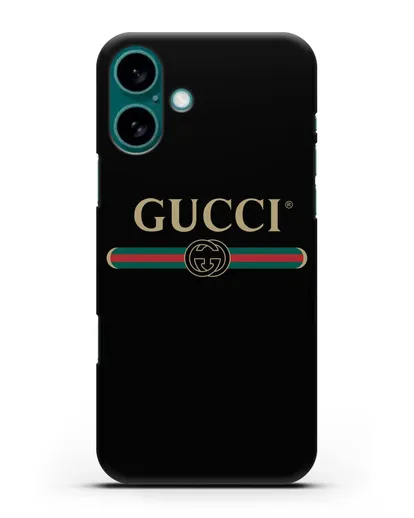 Чехол с эмблемой Gucci силиконовый для iPhone 16 Plus
