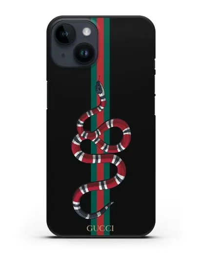 Чехол Гуччи со змеей силиконовый для iPhone 14