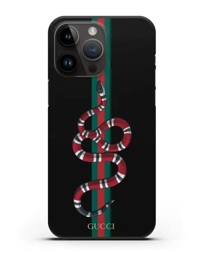 Чехол Гуччи со змеей силиконовый для iPhone 14 Pro Max