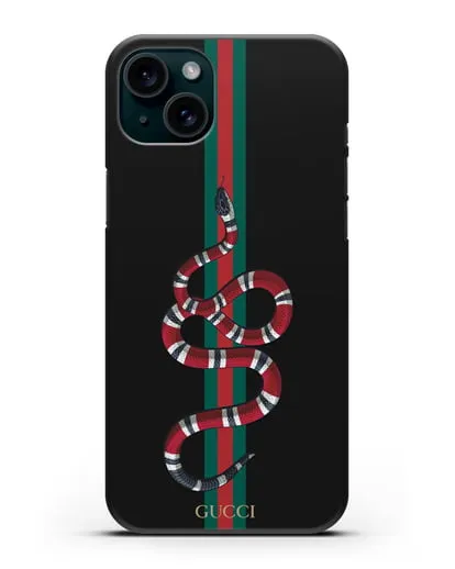 Чехол Гуччи со змеей силиконовый для iPhone 15 Plus