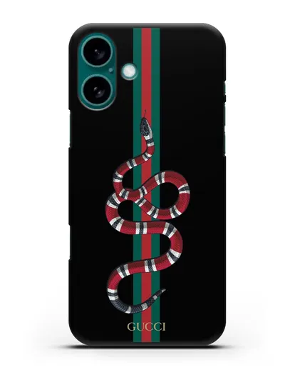 Чехол Гуччи со змеей силиконовый для iPhone 16 Plus