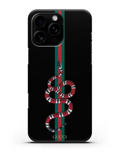 Чехол Гуччи со змеей силиконовый для iPhone 16 Pro Max