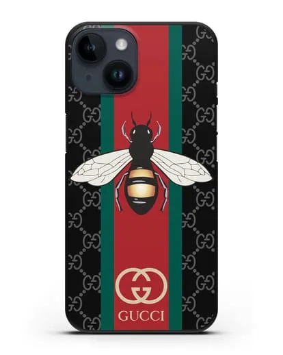 Чехол Гуччи с пчелой силиконовый для iPhone 14