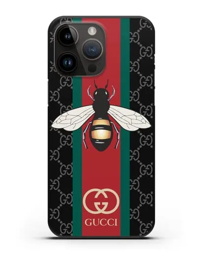 Чехол Гуччи с пчелой силиконовый для iPhone 14 Pro Max