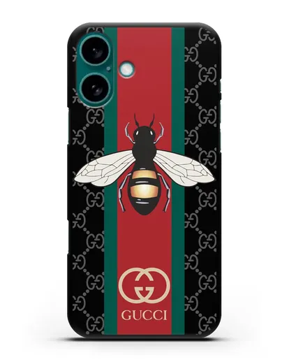 Чехол Гуччи с пчелой силиконовый для iPhone 16 Plus