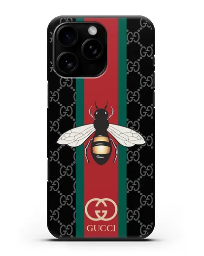 Чехол Гуччи с пчелой силиконовый для iPhone 16 Pro Max