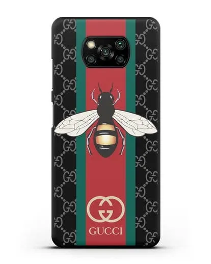 Чехол Гуччи с пчелой силиконовый для Xiaomi Poco X3