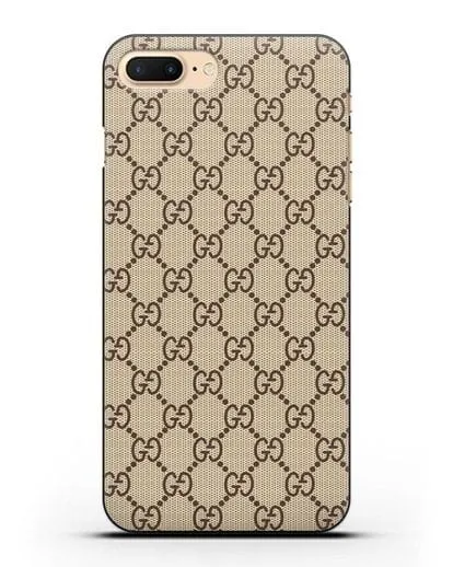 Чехол Гуччи с узором силиконовый для iPhone 8 Plus