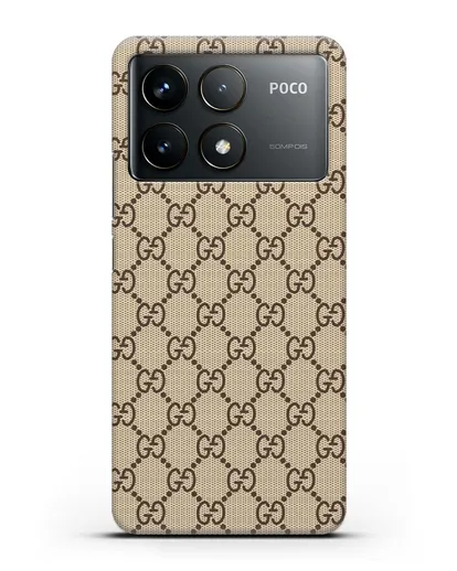 Чехол Гуччи с узором силиконовый для Xiaomi Poco F6 Pro