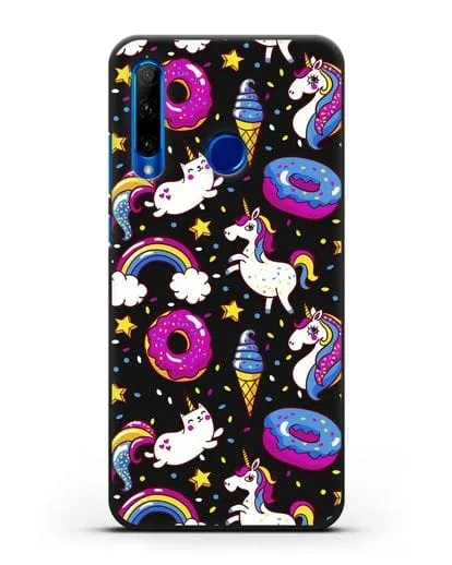 Чехол с дизайном Единороги, пончики, мороженое силиконовый для Honor 10i