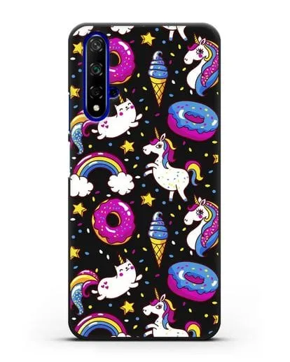 Чехол с дизайном Единороги, пончики, мороженое силиконовый для Honor 20