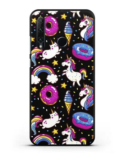 Чехол с дизайном Единороги, пончики, мороженое силиконовый для Honor 20e