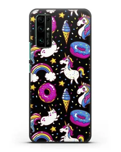 Чехол с дизайном Единороги, пончики, мороженое силиконовый для Honor 30
