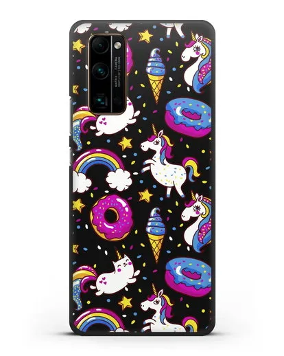 Чехол с дизайном Единороги, пончики, мороженое силиконовый для Honor 30 Pro