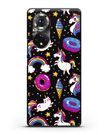 Чехол с дизайном Единороги, пончики, мороженое силиконовый для Honor 50