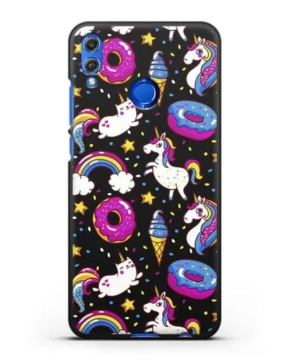 Чехол с дизайном Единороги, пончики, мороженое силиконовый для Honor 8X