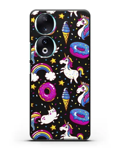 Чехол с дизайном Единороги, пончики, мороженое силиконовый для Honor 90