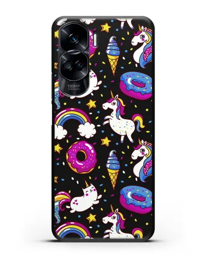 Чехол с дизайном Единороги, пончики, мороженое силиконовый для Honor 90 Lite