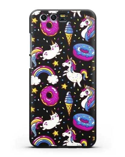 Чехол с дизайном Единороги, пончики, мороженое силиконовый для Honor 9