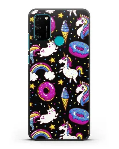 Чехол с дизайном Единороги, пончики, мороженое силиконовый для Honor 9A