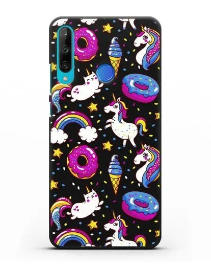 Чехол с дизайном Единороги, пончики, мороженое силиконовый для Honor 9C