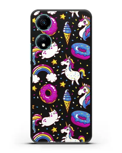 Чехол с дизайном Единороги, пончики, мороженое силиконовый для Honor X5 Plus