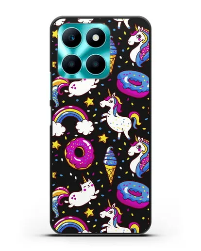 Чехол с дизайном Единороги, пончики, мороженое силиконовый для Honor X6a