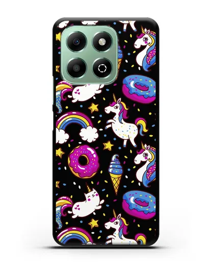 Чехол с дизайном Единороги, пончики, мороженое силиконовый для Honor X6b