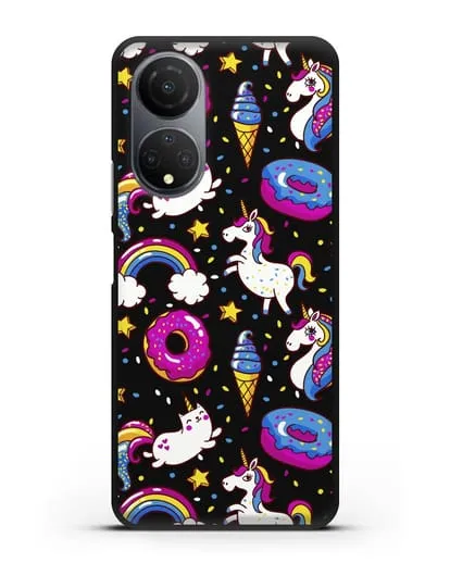 Чехол с дизайном Единороги, пончики, мороженое силиконовый для Honor X7