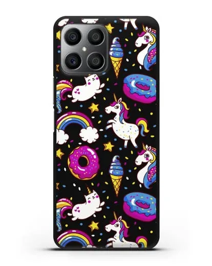 Чехол с дизайном Единороги, пончики, мороженое силиконовый для Honor X8
