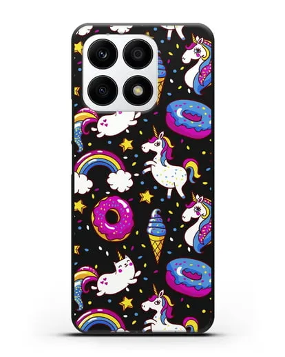 Чехол с дизайном Единороги, пончики, мороженое силиконовый для Honor X8a