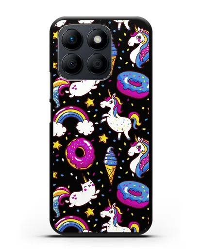 Чехол с дизайном Единороги, пончики, мороженое силиконовый для Honor X8b