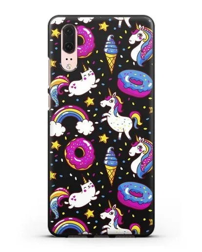 Чехол с дизайном Единороги, пончики, мороженое силиконовый для Huawei P20