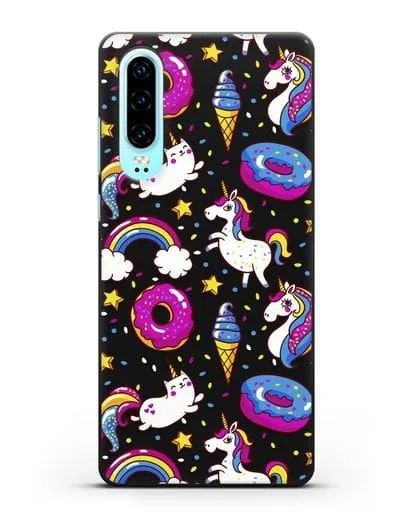 Чехол с дизайном Единороги, пончики, мороженое силиконовый для Huawei P30