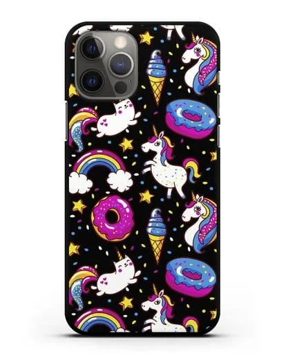 Чехол с дизайном Единороги, пончики, мороженое силиконовый для iPhone 12 Pro