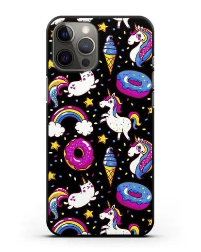 Чехол с дизайном Единороги, пончики, мороженое силиконовый для iPhone 12 Pro Max