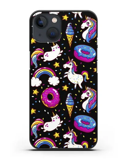 Чехол с дизайном Единороги, пончики, мороженое силиконовый для iPhone 13 Mini