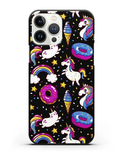 Чехол с дизайном Единороги, пончики, мороженое силиконовый для iPhone 13 Pro Max